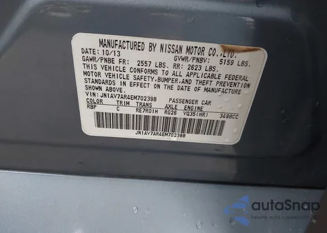 2014 Infiniti Q50 Hybrid Premium from USA, damaged, VIN JN1AV7AR4EM702398